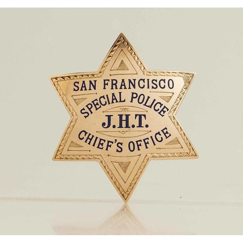 Appraisal: K Gold San Francisco Presentation Law Badge k gold enamel