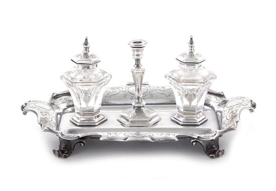 Appraisal: Victorian sterling inkstand Edward and John Barnard London dated etched