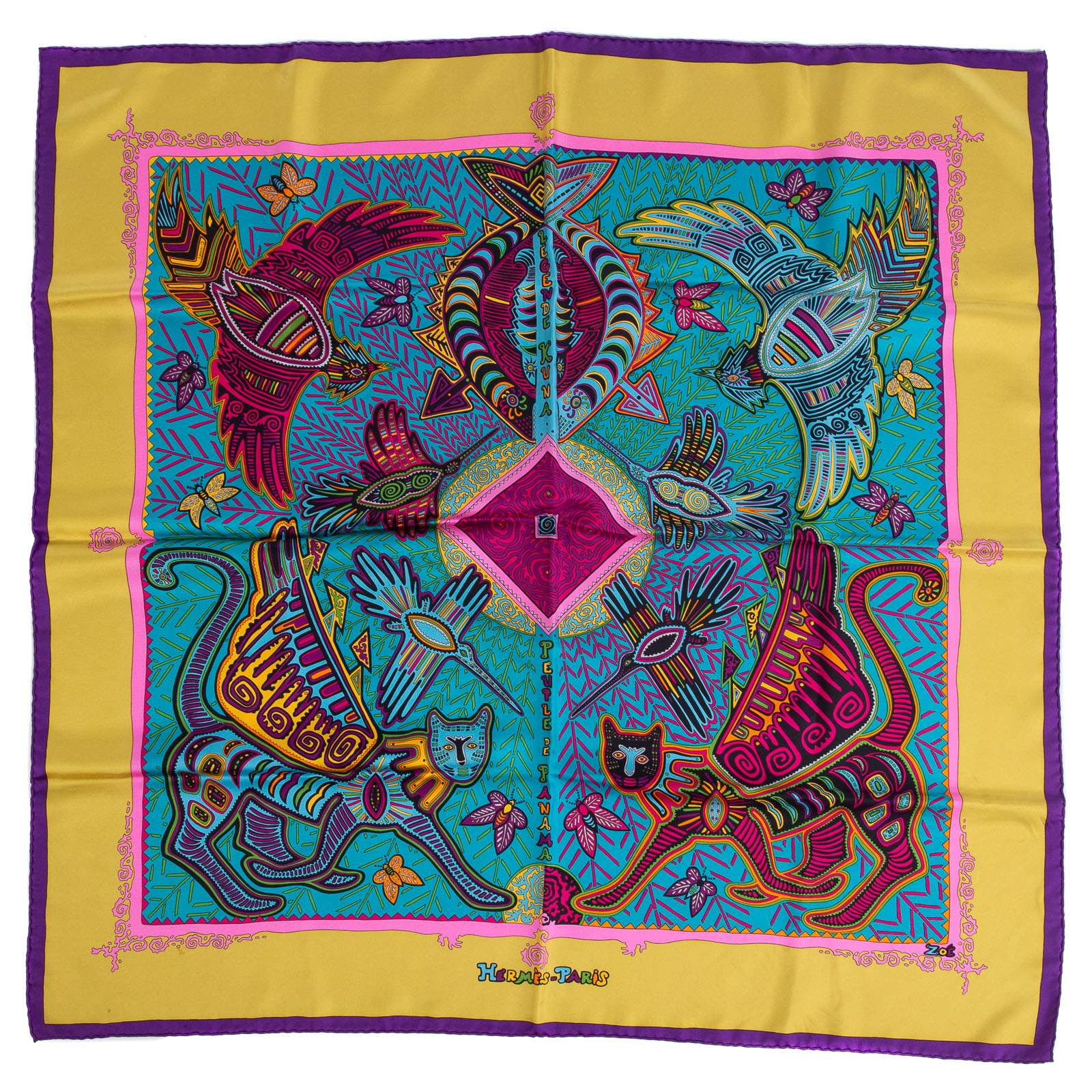 Appraisal: AN HERMES LEGENDE KUNA PEUPLE DE PANAMA SCARF Teal and