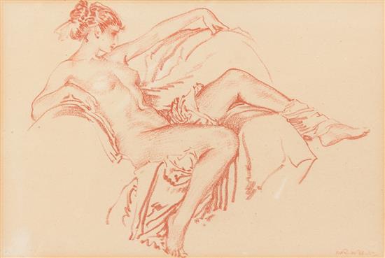 Appraisal: Sale Lot William Russell Flint Scottish Lounging Nude conte crayon