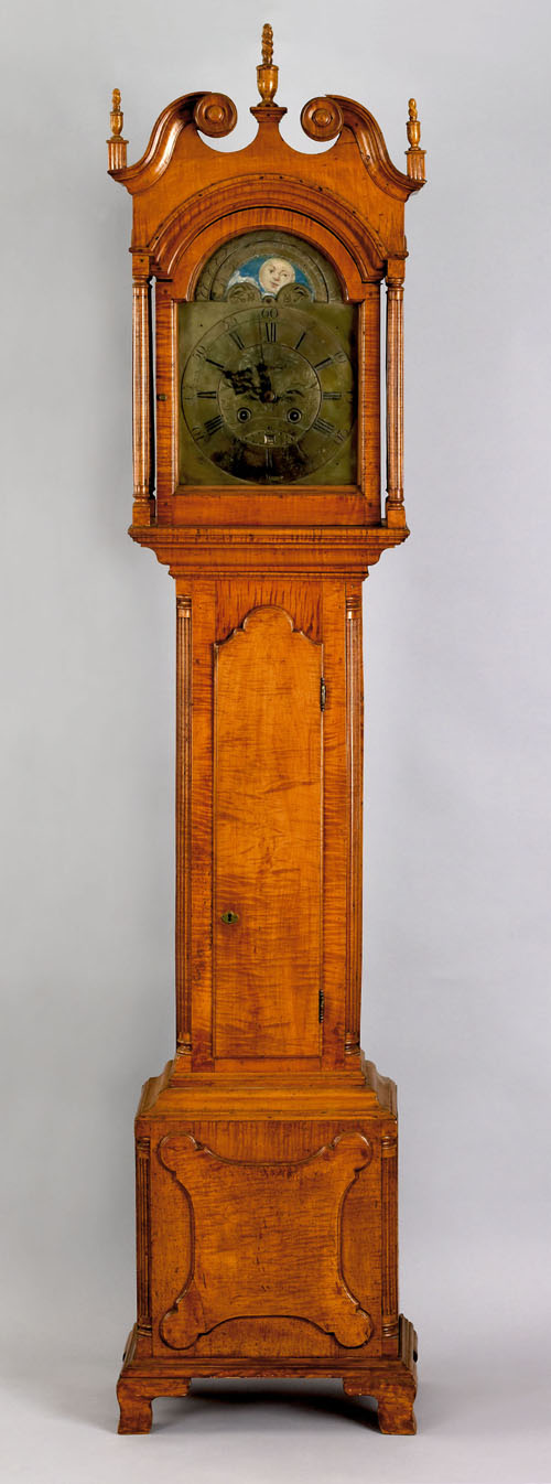 Appraisal: Philadelphia Chippendale tiger maple tall case clock ca the broken