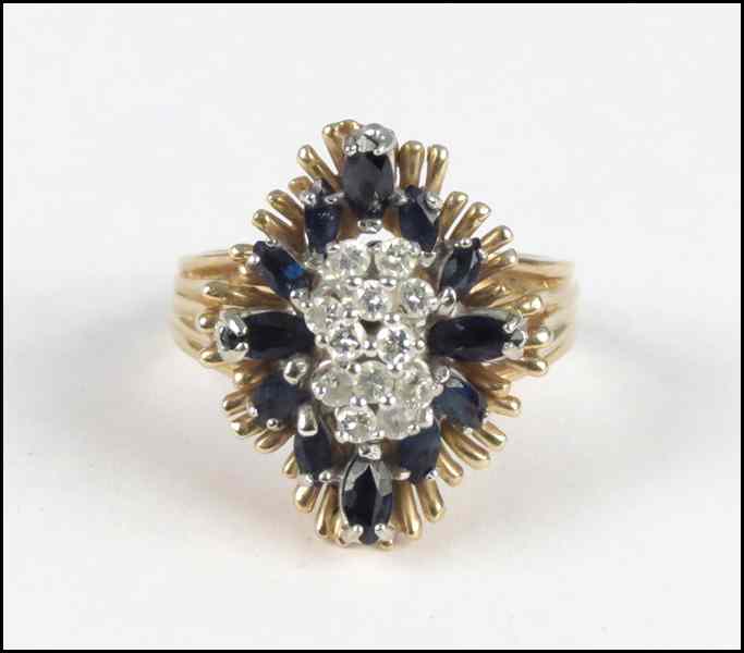 Appraisal: KARAT YELLOW GOLD SAPPHIRE AND DIAMOND RING grams Condition No