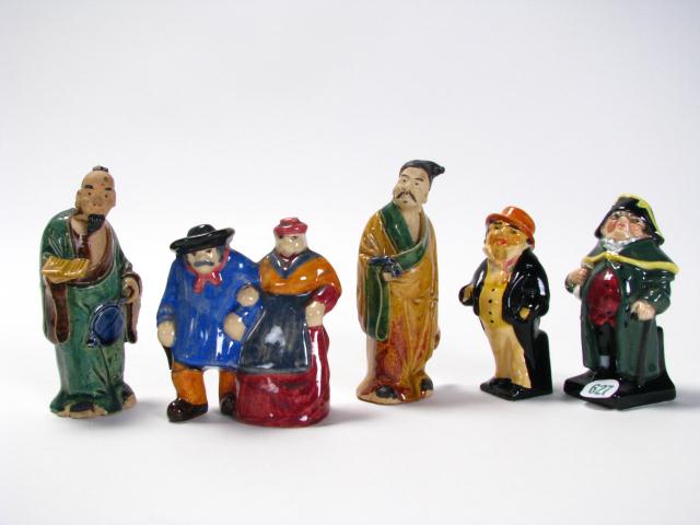 Appraisal: Collection of Various Cabinet Figurines including two '' Japanese mudmen