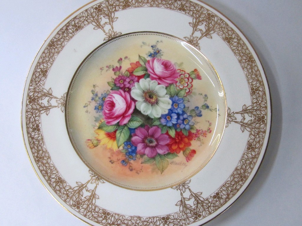 Appraisal: Royal Worcester plate painted with flowers and signed E Barkery