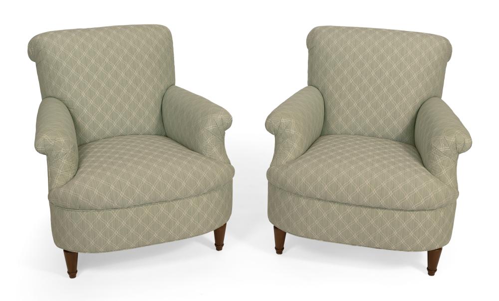 Appraisal: PAIR OF CONTEMPORARY 'SARATOGA' ARMCHAIRS BY BRUNSCHWIG FILS BACK HEIGHTS