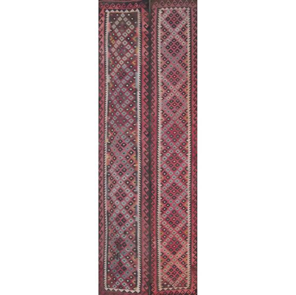 Appraisal: Kilim runners th C In reds and blues with geometric