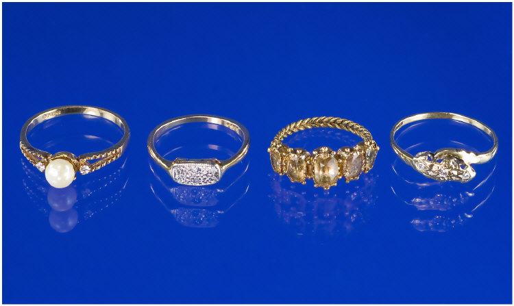 Appraisal: Collection Of Four Rings Comprising ct Six Stone Diamond Ring