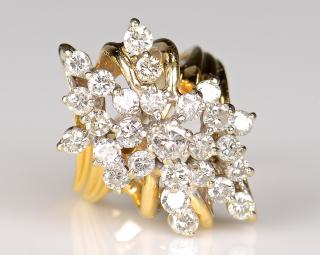 Appraisal: K Diamond Waterfall Cluster Ring K yellow gold diamond cluster