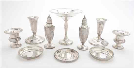 Appraisal: A Collection of American Sterling Silver Articles comprising a weighted