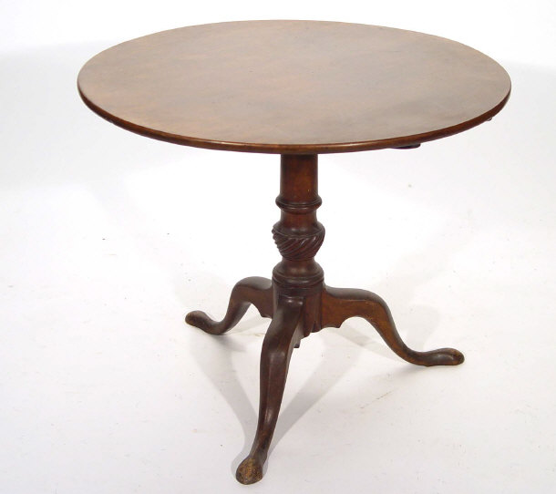 Appraisal: Circular mahognay snap top table with turned pedestal on cabriole