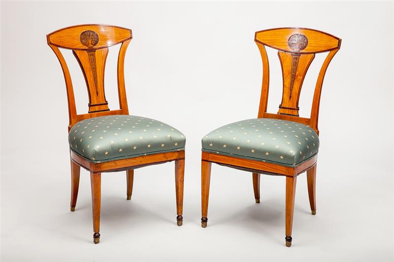 Appraisal: Pair of Eastern European Neoclassical Style Elmwood Side Chairs x