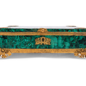 Appraisal: An Empire Style Gilt Bronze Mounted Malachite Veneered Table Casket