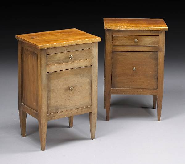 Appraisal: A pair of Italian Neoclassical walnut commodini early th century