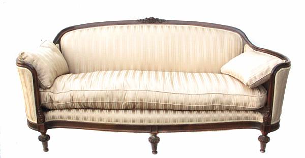 Appraisal: A Louis XV style walnut and upholstered canape height in