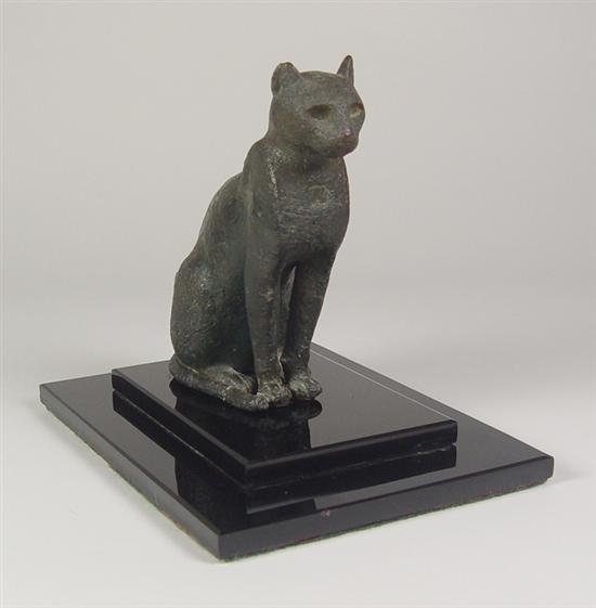 Appraisal: Bronze Figure of a Seated Cat Indistinguishable cartouche on chest