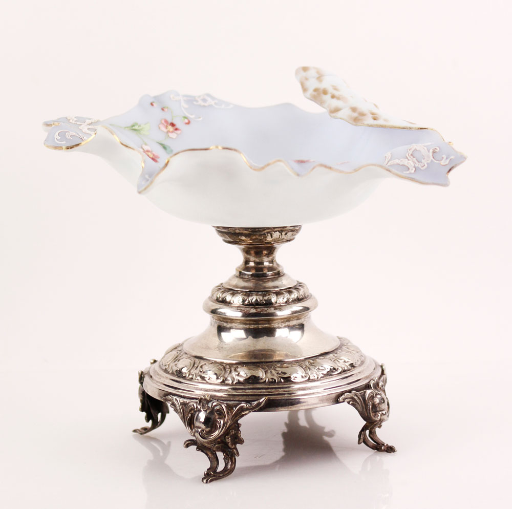 Appraisal: - Victorian Satin Glass Centerpiece Victorian centerpiece satin glass on