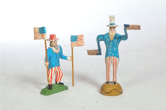 Appraisal: TWO UNCLE SAM CARVINGS American late th century softwood Both