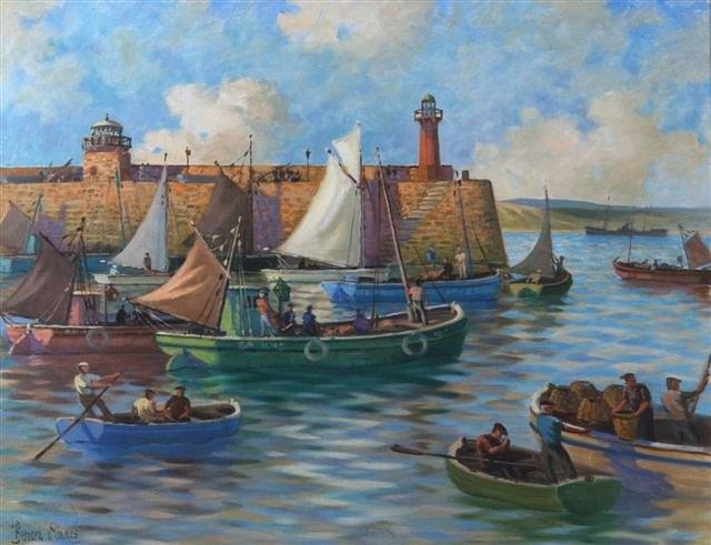 Appraisal: BERNARD NINNES - - 'St Ives' signed oils on canvas