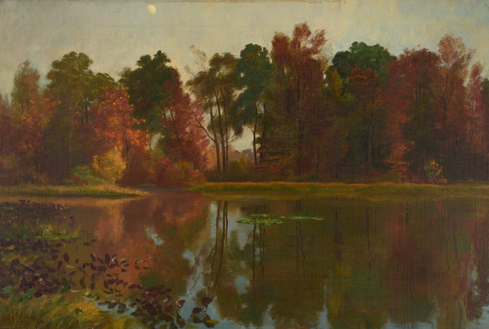 Appraisal: CHILD Edwin Burrage American - Peaceful Lakeside Autumnal Scene Oil