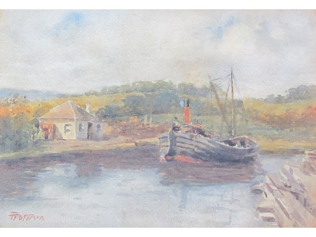 Appraisal: TOM PATERSON fl - A PUFFER IN THE CANAL Watercolour