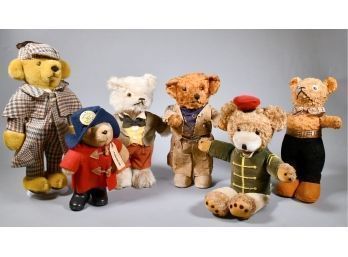 Appraisal: Six clothed character bears including Sherlock Holmes Merry Thought British