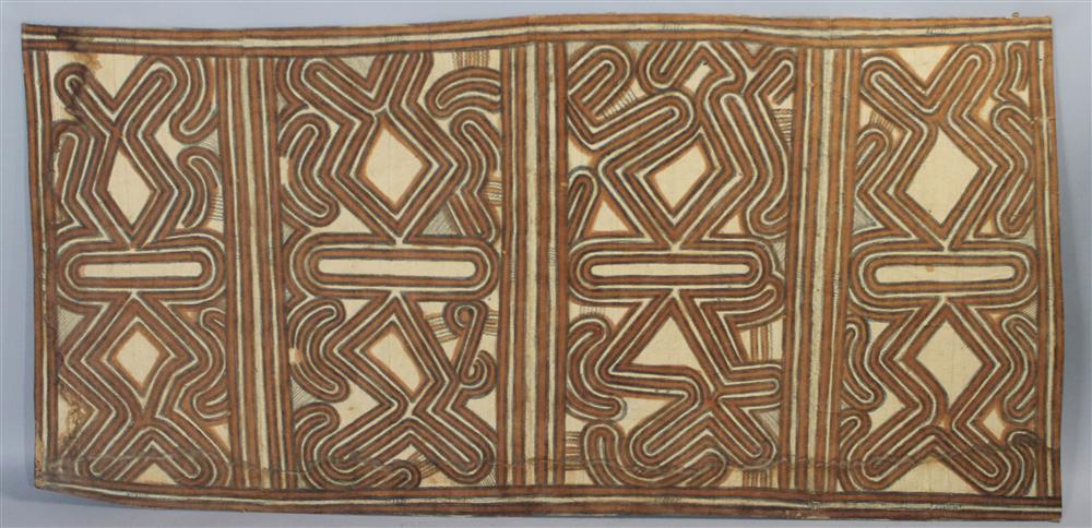 Appraisal: OCEANIC TAPA PAINTED BARK CLOTH mounted for hanging to a