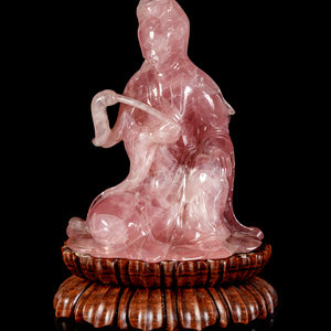 Appraisal: A Chinese Rose Quartz Figure of Guanyin TH CENTURY the