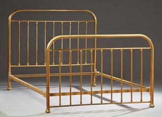 Appraisal: French Brass Double Bed c with an arched s French