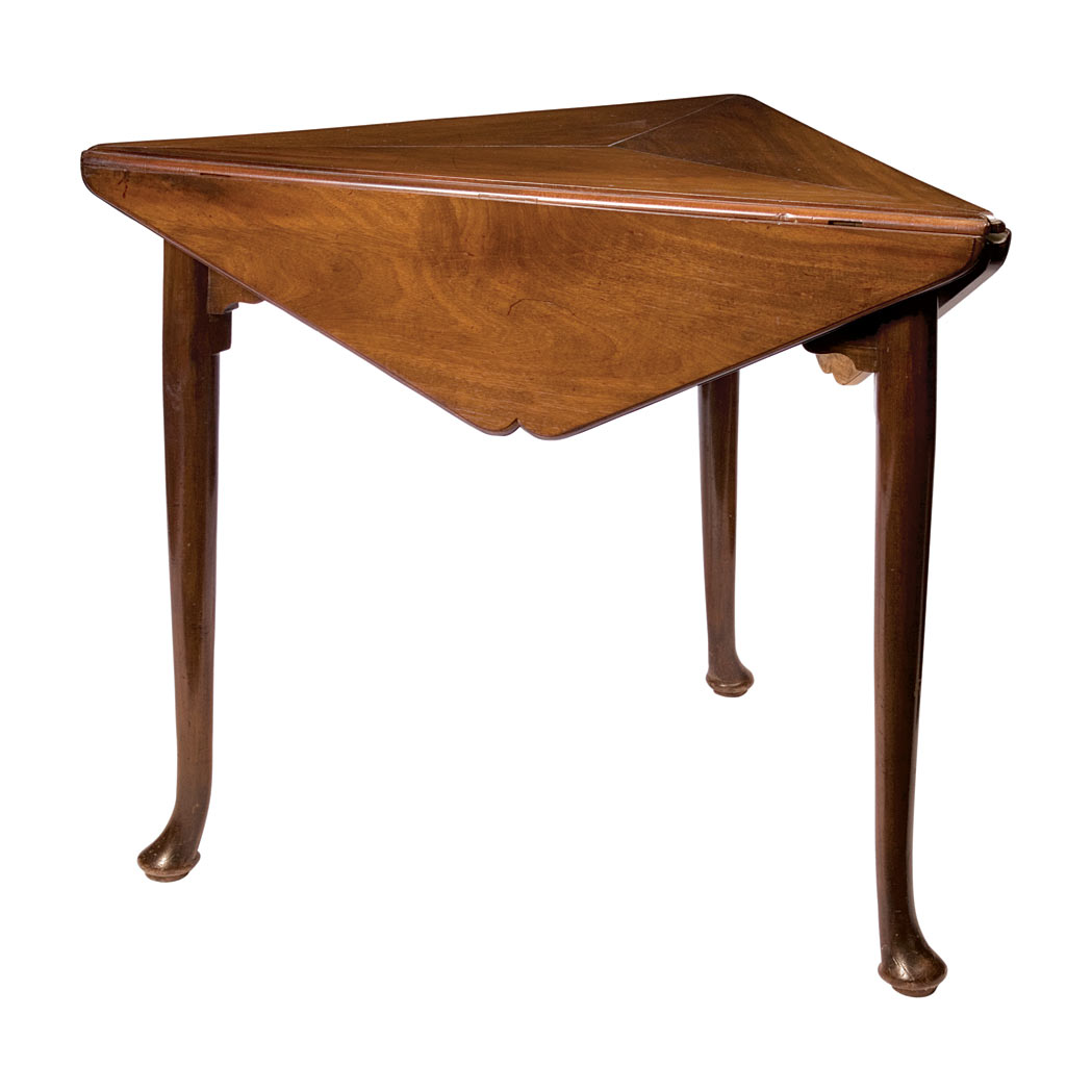 Appraisal: George II Mahogany Drop-Leaf Table Of triangular section the top