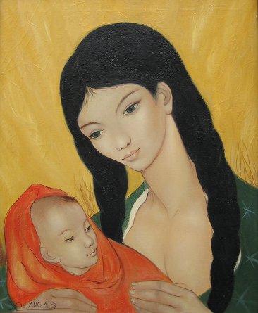 Appraisal: de Langlais Xavier French - Mother Child OIL Canvas ''