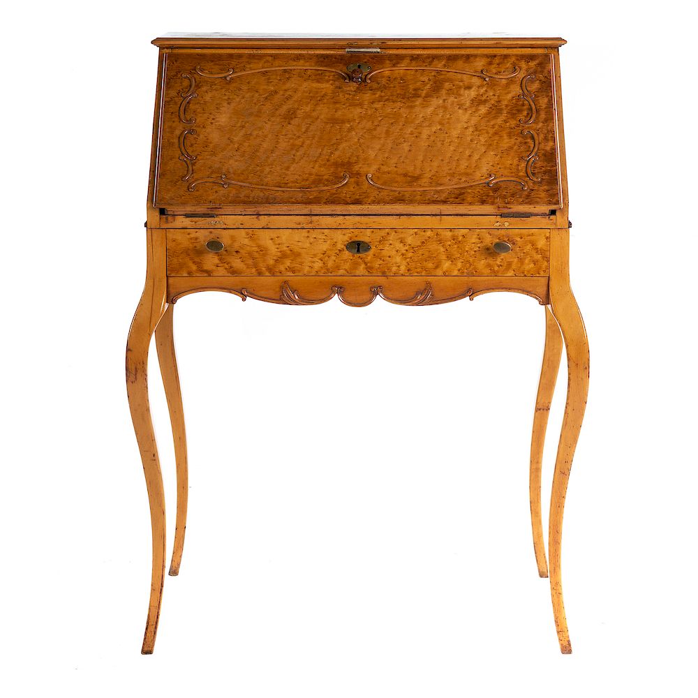 Appraisal: Bird's Eye Maple Lady's Fall Front Writing Desk Late th