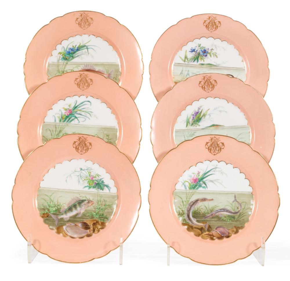 Appraisal: Twelve Lahoche and Pannier Paris Porcelain Fish Plates mid- th