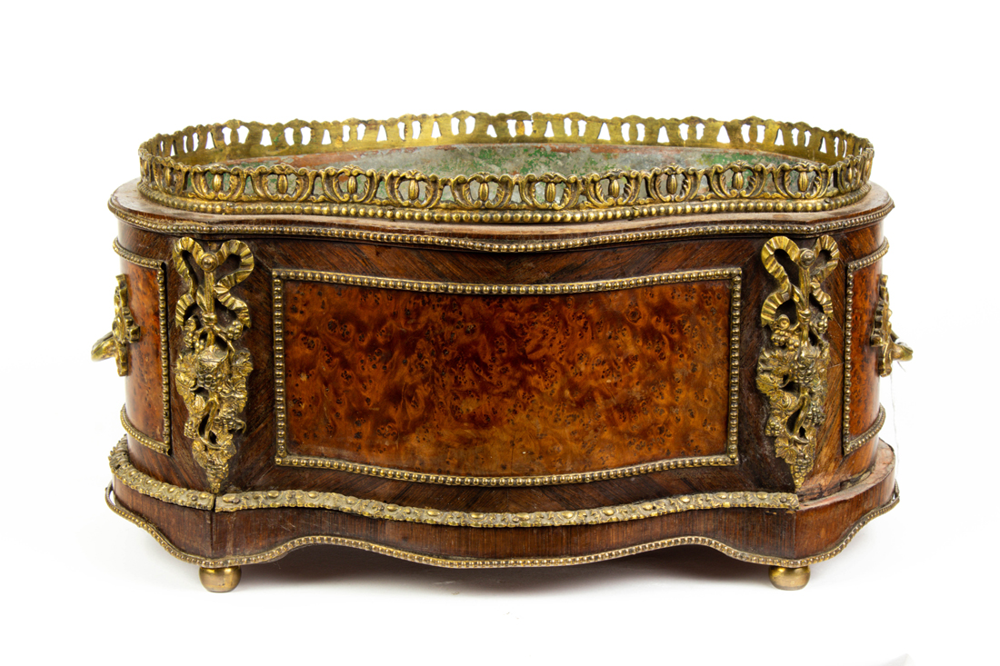 Appraisal: LOUIS XV STYLE GILT BRONZE MOUNTED BURLWOOD JARDINIERE Louis XV