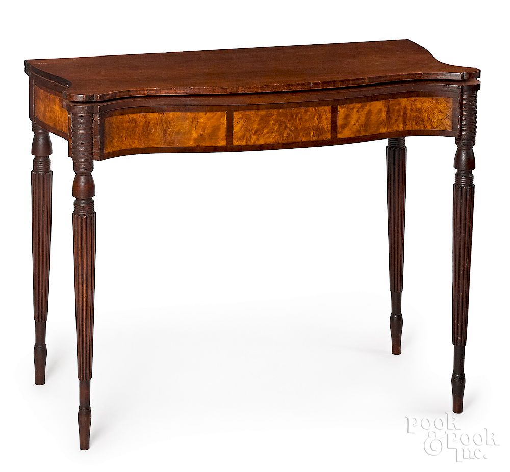 Appraisal: New England Federal mahogany card table Exclusive on Bidsquare New