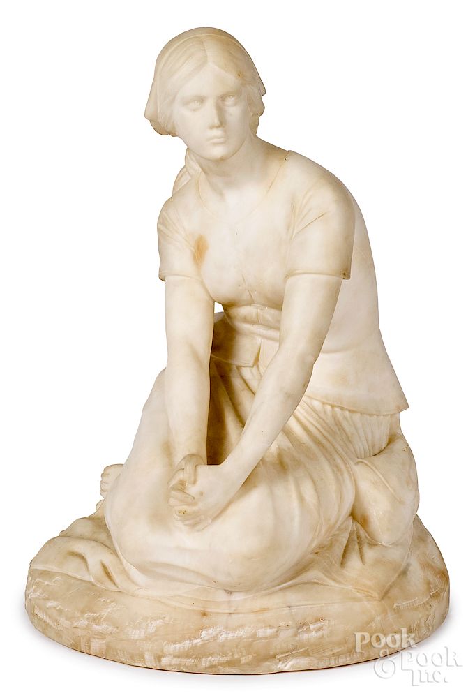 Appraisal: Italian carved marble seated woman Exclusive on Bidsquare Italian carved