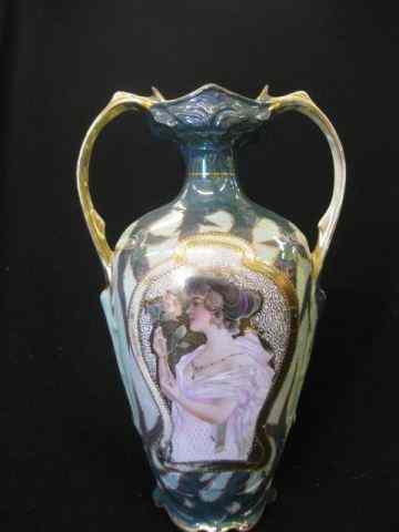 Appraisal: R S Prussia Type Portrait Vase maidenwith flowers Tiffany finish