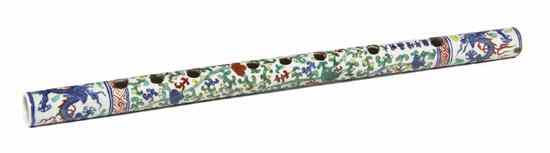 Appraisal: A Polychrome Enamel Porcelain Flute having underglaze blue decoration throughout