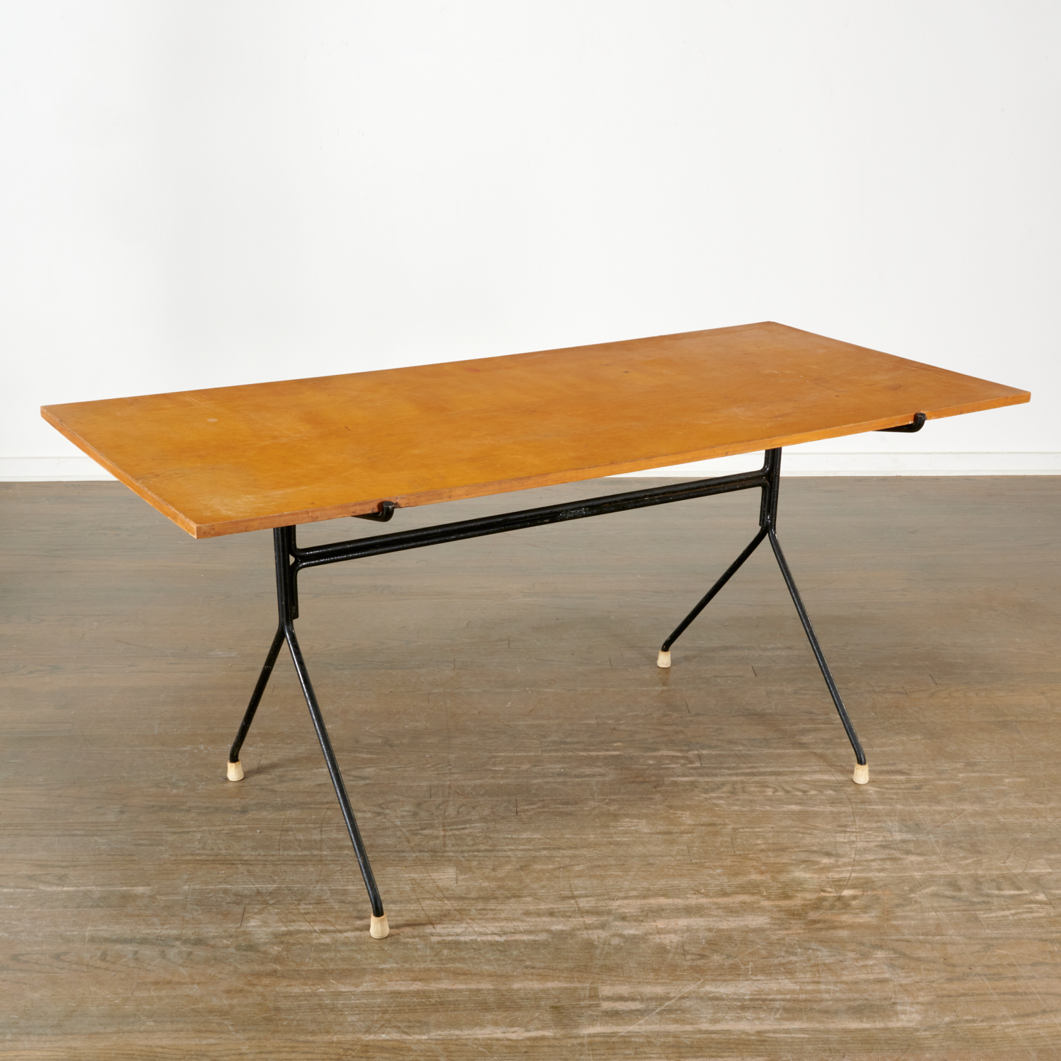 Appraisal: NORMAN CHERNER RARE IRON AND BIRCH DINING TABLE c American