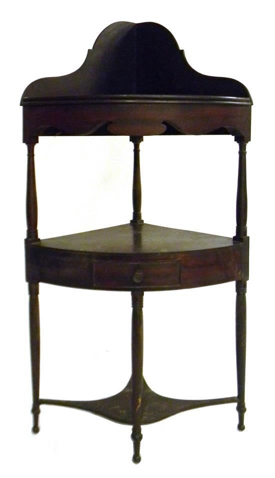 Appraisal: th C corner wash stand period three-tiered stand with alterations