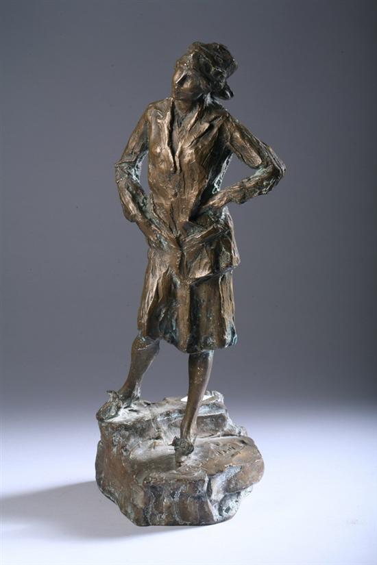 Appraisal: BRONZE FIGURE OF A STANDING WOMAN IN JAZZ AGE DRESS