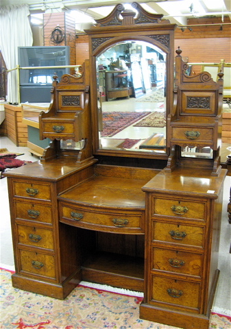 Appraisal: VICTORIAN POLLARD OAK VANITY DRESSER English late th century The