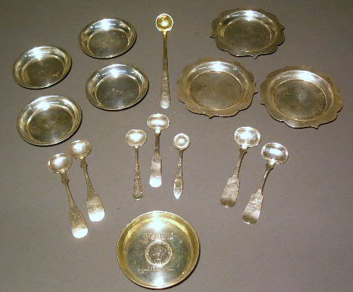 Appraisal: Group of coin and sterling silver- two salt spoons by