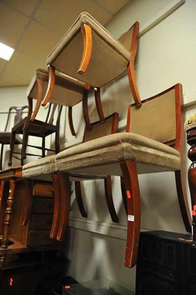 Appraisal: A SET OF FOUR DINING CHAIRS UPHOLSTERED IN BEIGE VELOUR