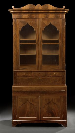 Appraisal: American Late Classical Mahogany Secretary Bookcase mid- th century the