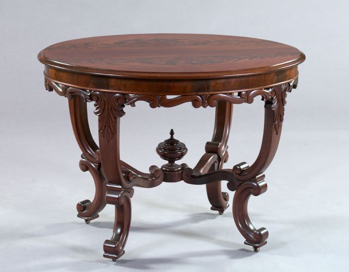 Appraisal: American Rococo Revival Figured Mahogany Center Table third quarter th