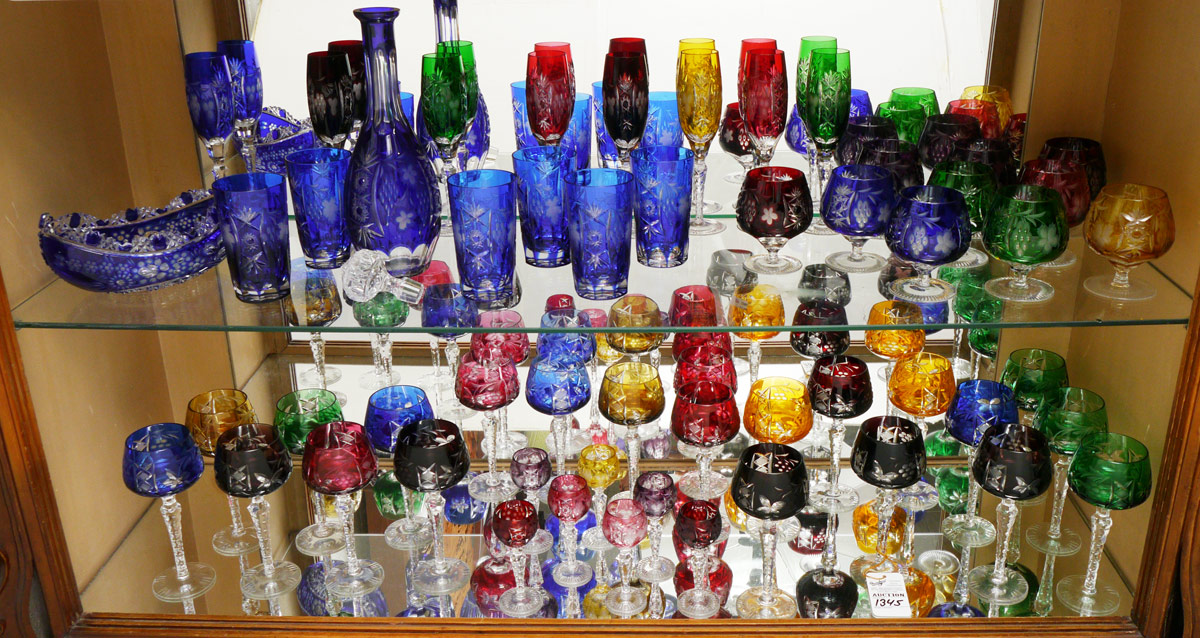 Appraisal: LARGE COLLECTION OF BOHEMIAN CUT TO CLEAR GLASSES An assembled