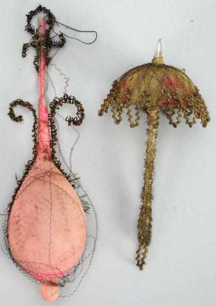 Appraisal: Lot of Wire-Wrapped Glass Christmas Ornaments Includes one umbrella and