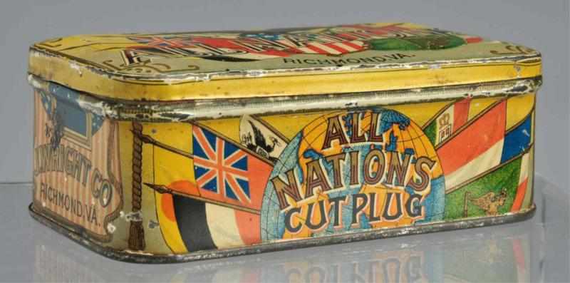 Appraisal: J Wright Co's All Nations Pocket Tobacco Tin Beautiful image