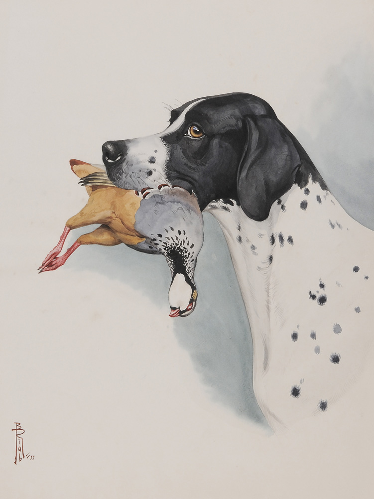 Appraisal: Boris Riab French Russian - English Pointer with a Quail