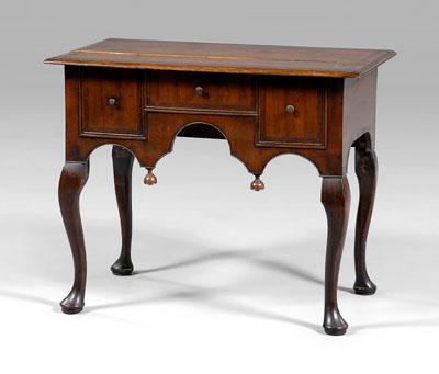 Appraisal: Queen Anne walnut lowboy banded top three dovetailed drawers cabriole